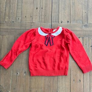 Janie and Jack Red Sweater with White Collar